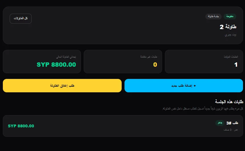 OFOQ Restaurant Platform — Tables and sessions / منصة أفق للمطاعم — الطاولات والجلسات